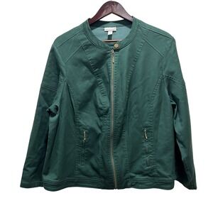 Westport 1962 Green Moto Jacket Full Zip Pockets Casual 2xl